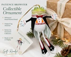 Patience Brewster Mini Lords a Leaping Frog Ornament 12 Days Christmas Tag